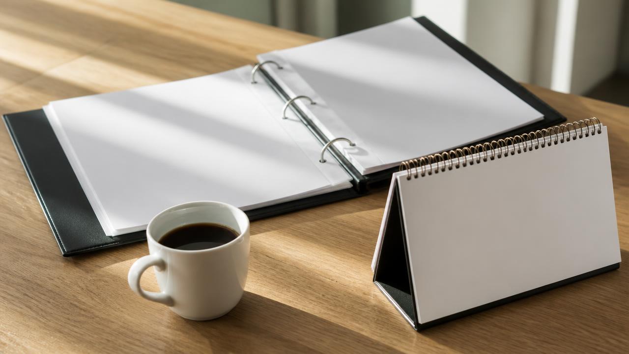 Hearing preparation binder and argument outline on a desk