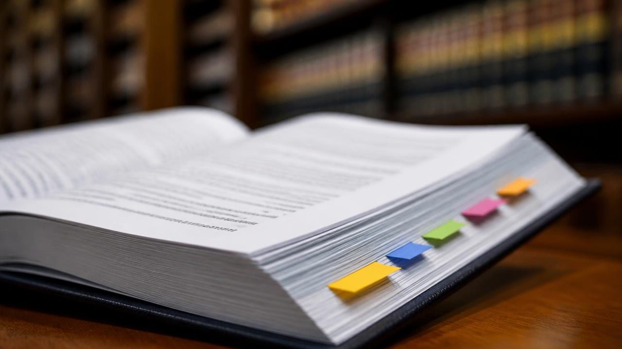 Attorney drafting a legal memorandum with authorities and notes