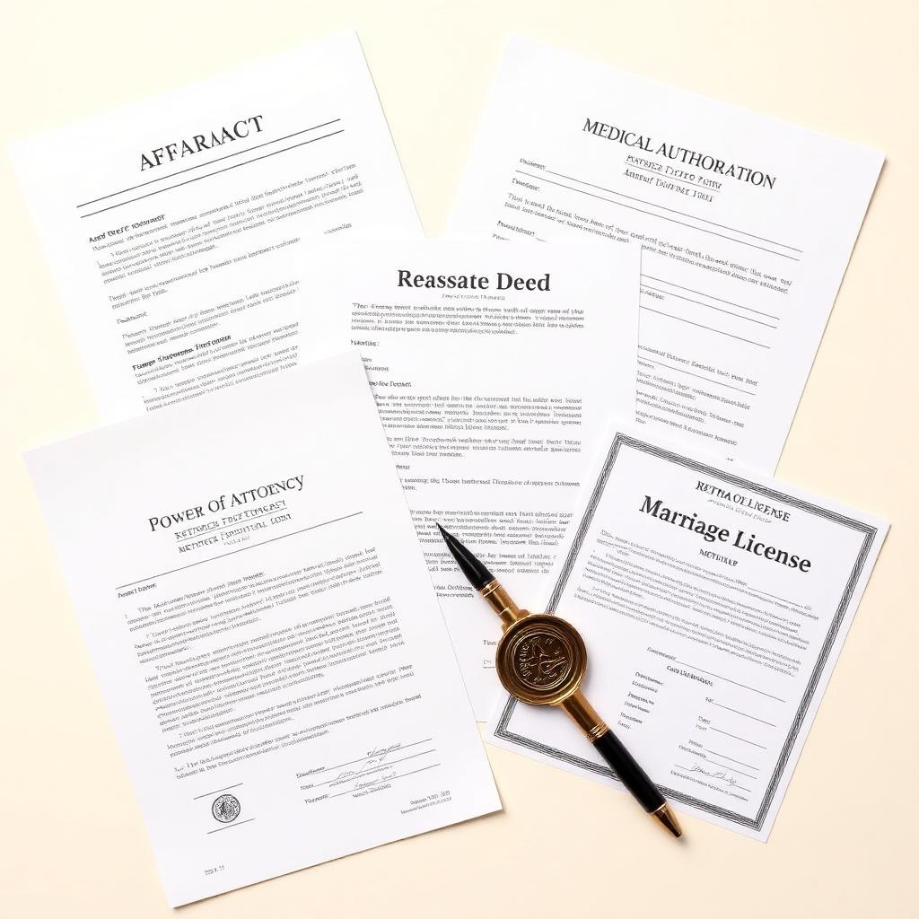 Common documents we notarize — affidavits, power of attorney, deeds, marriage license