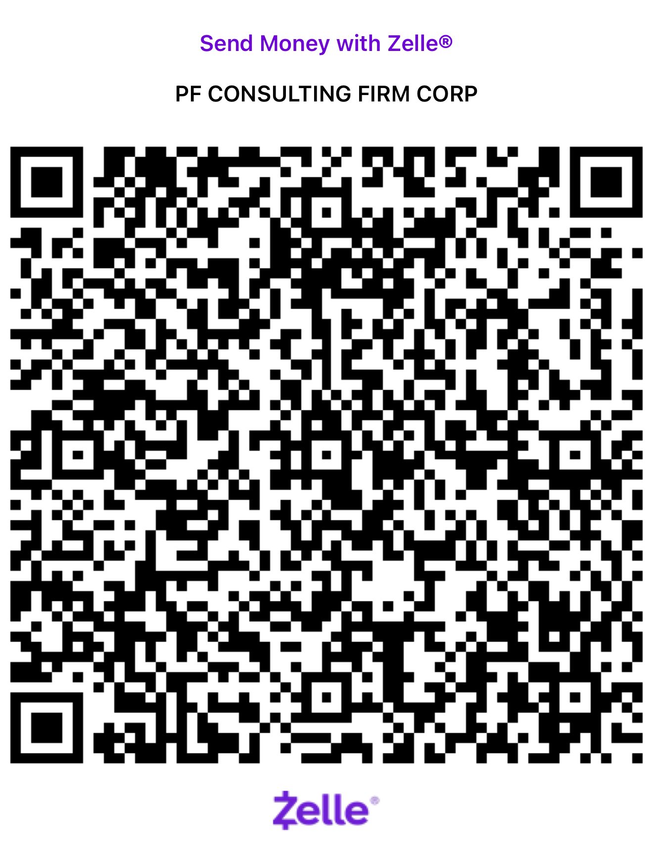 Zelle QR — PF Consulting Firm Corp